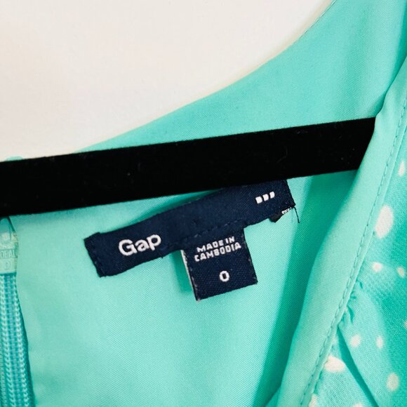 GAP Sleeveless Polka Dot Pleated Fit and Flare Dress Mint Green Women's 0 - Picture 4 of 10